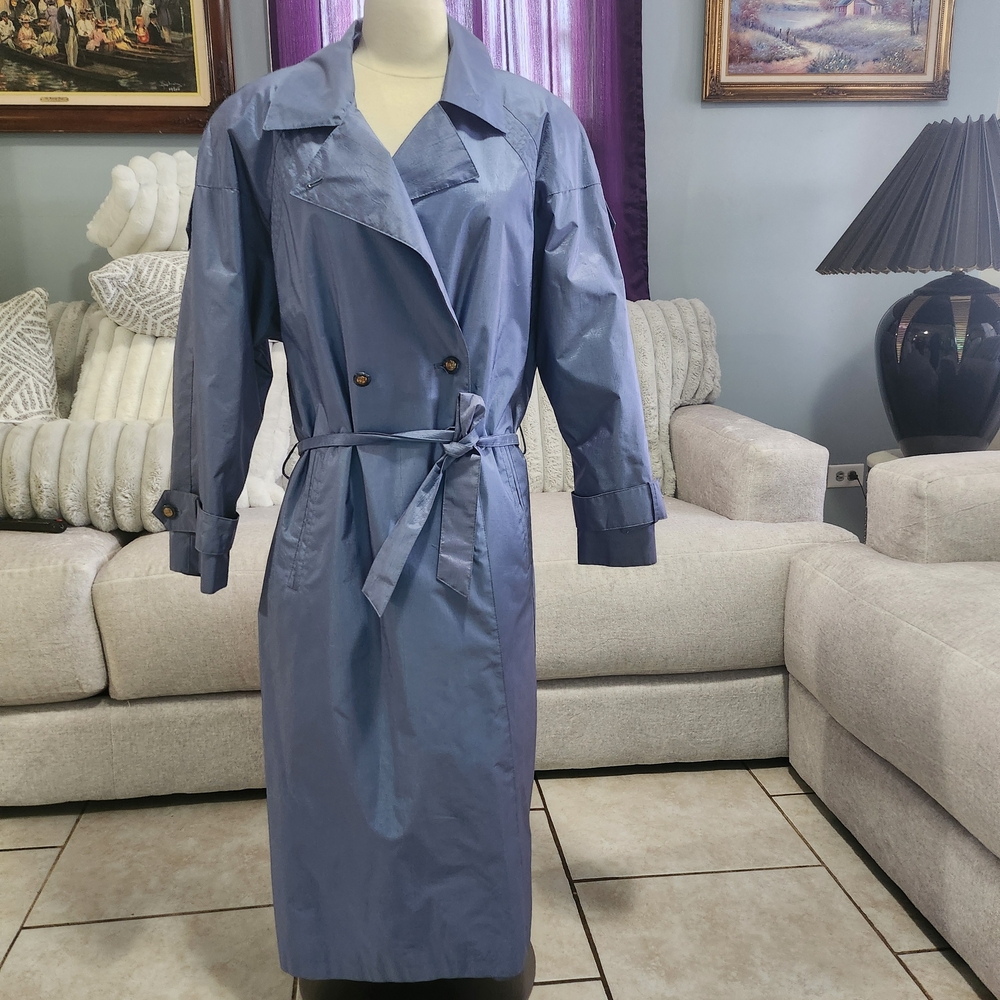 Classic Double-Breasted Blue Trench Coat